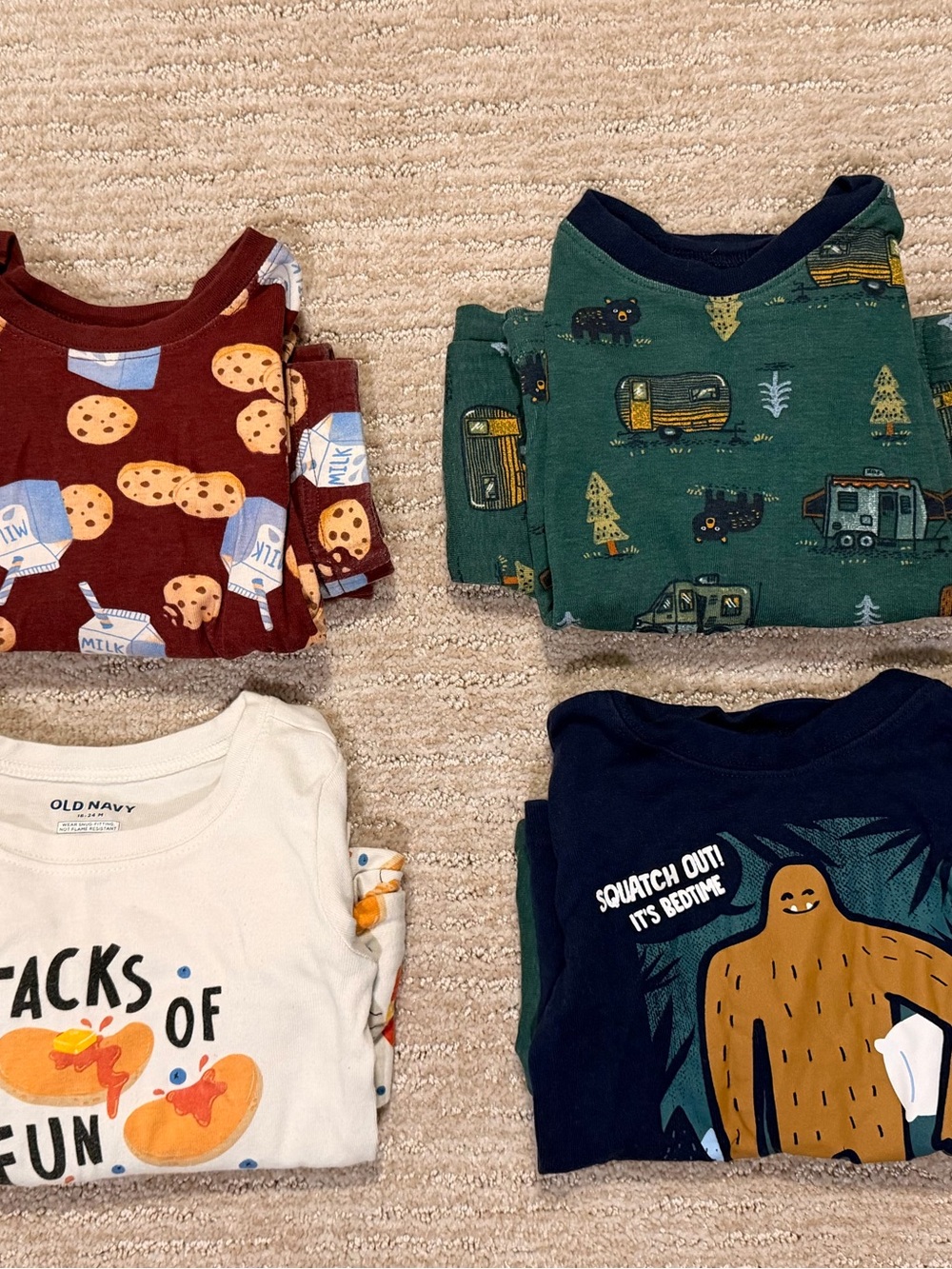 Toddler Graphic Pajama Tops - Set of 4